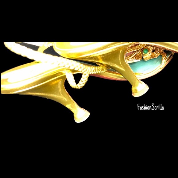 FENDI Gold Braided Embellishment Fish Ornate Crystal Sandal Heels - Picture 6 of 11